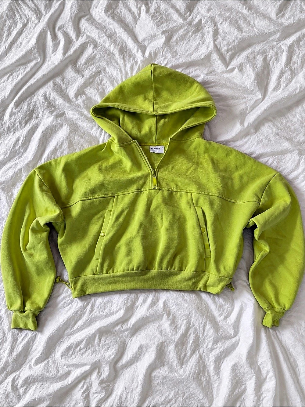 Blogilates Marshmallow Crop Half Zip Hooded Sweatshirt Green Large